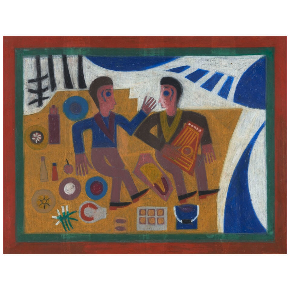 Eddie Arning (1898-1992) Picnick, c. 1975 (1 of 3)
