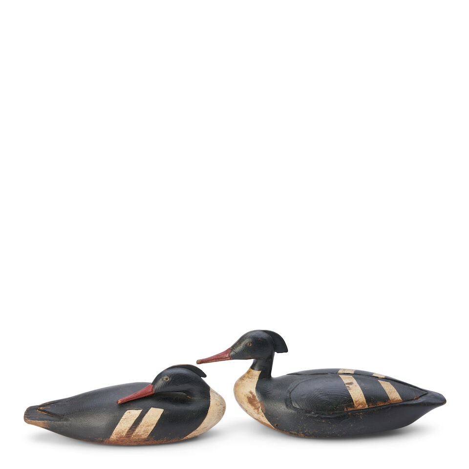 Two Painted Wooden Duck Decoys Andre Broussard, Quebec, Canada, 20th century (1 of 2)