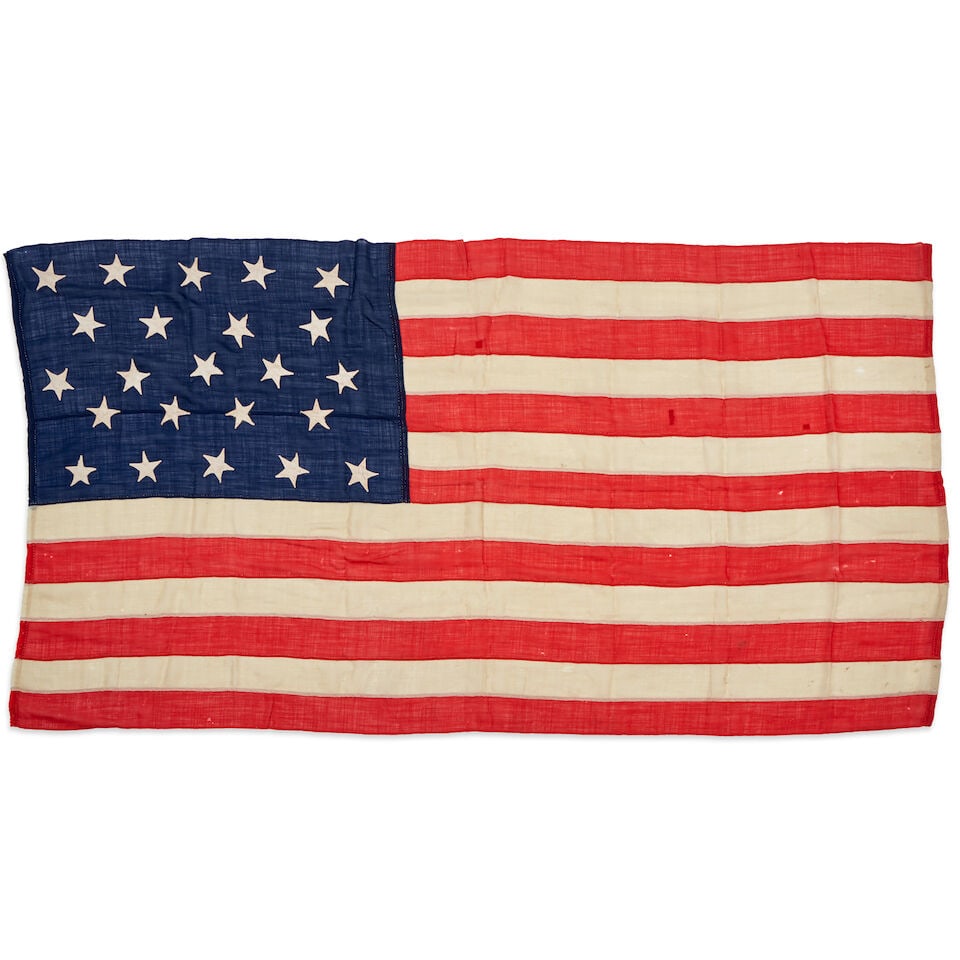 23-Star Exclusionary Flag attributed to factory of Benjamin F. Butler, Lowell, Massachusetts, c....: 23-Star Exclusionary Flag attributed to factory of Benjamin F. Butler, Lowell, Massachusetts, c. 1861-3 Hand-stitched plain-woven cotton flag with twenty-three stars in canton representing the states