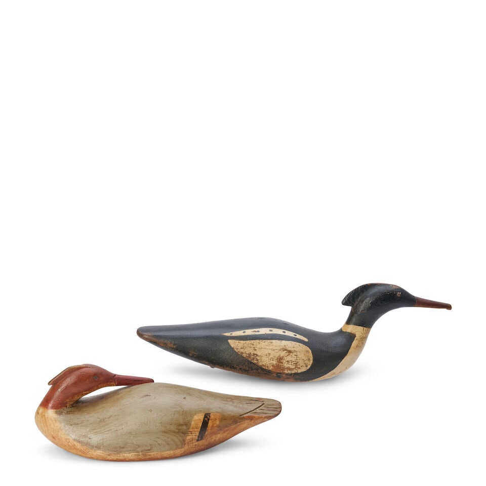 Two Painted Wooden Duck Decoys Andre Broussard, Quebec, Canada, 20th century - 2