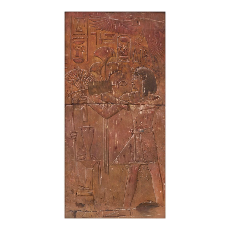 Joseph Lindon Smith (1863-1950) Relief from the Luxor Temple at Thebes, depicting Amenhotep III ... (1 of 2)