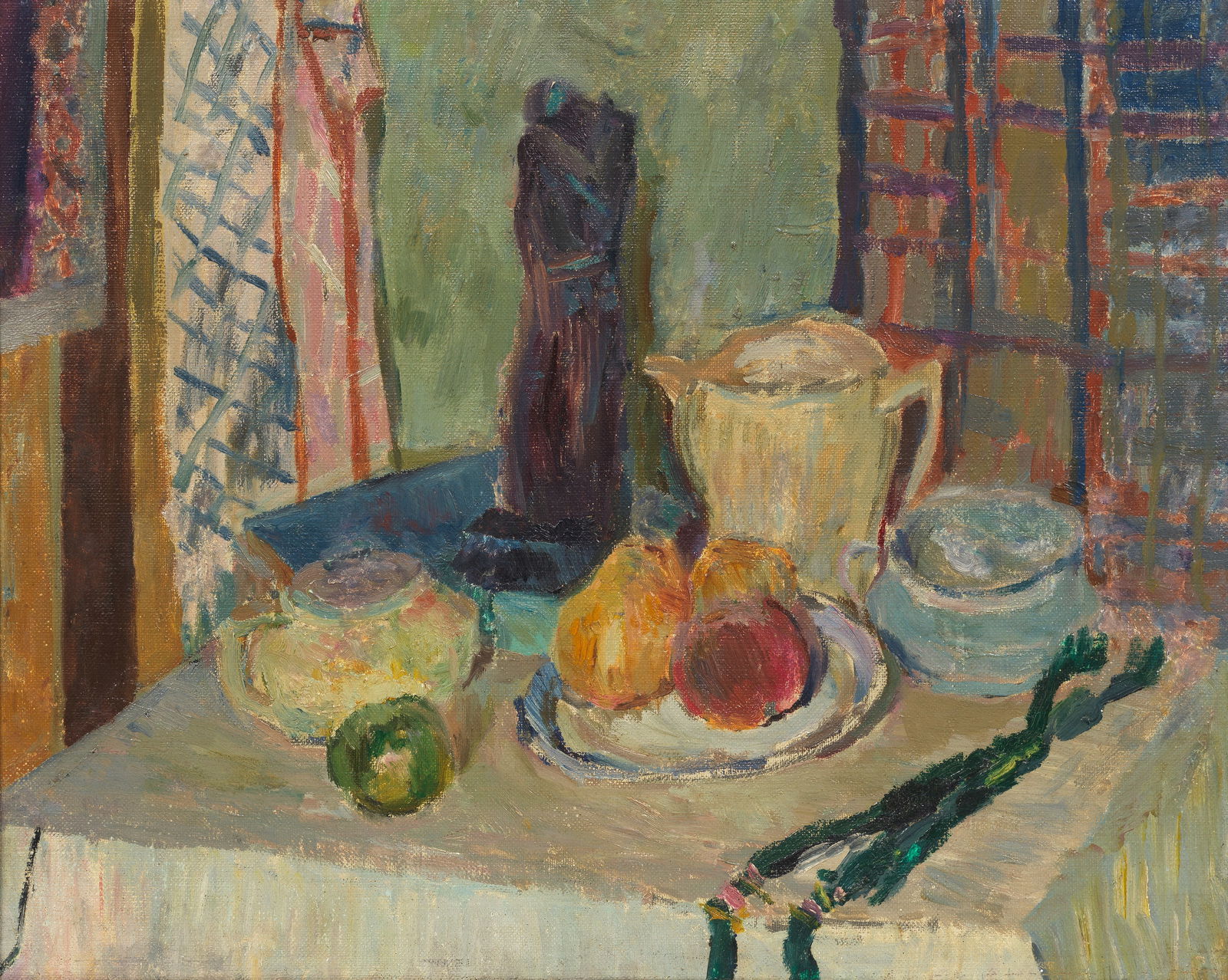 Jewad Selim (Iraq, 1919-1961) Still life with Statuette: Jewad Selim (Iraq, 1919-1961) Still life with Statuette oil on canvas, framed signed 'Jewad Selim', marked 'London' and dated '1948' on the verso, executed in 1948 40 x 50cm (15 3/4 x 19 11/16in). F