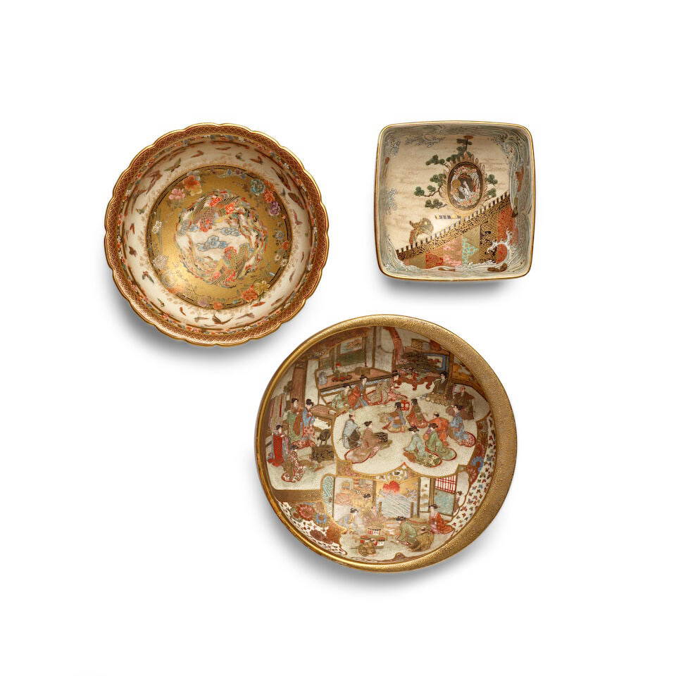 THREE SATSUMA BOWLS Meiji (1868-1912) or Taisho (1912-1926) era, 19th/20th century (3)