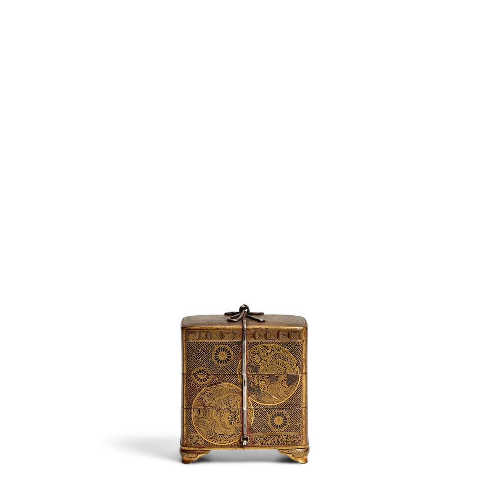 ASAI LINEAGE (ACTIVE LATE 19TH CENTURY) A Small Damascene Iron Stacking Box Meiji era (1868-1912... (1 of 4)