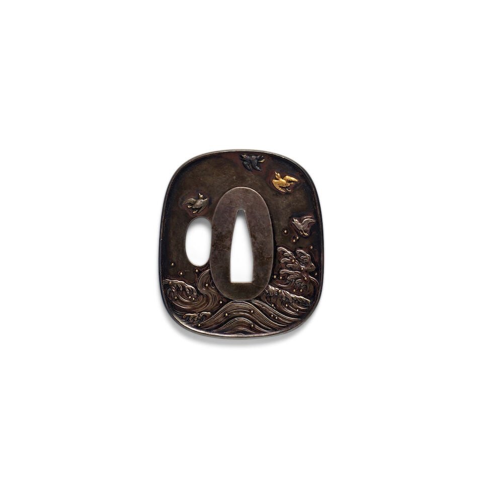 TSUCHIYA MASAYOSHI (ACTIVE CIRCA 1860) An Inlaid-Silver Tsuba (Hand Guard) Edo period (1615-186...