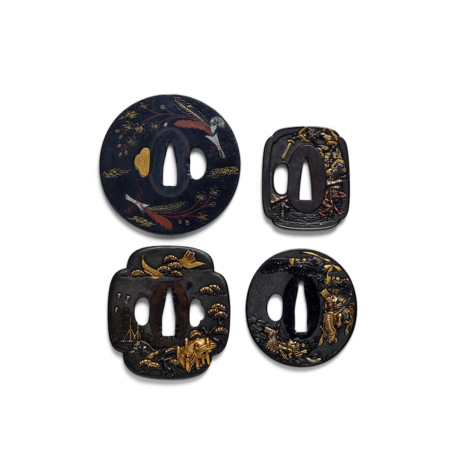 FOUR SHAKUDŌ TSUBA (HAND GUARDS) Edo period (1615-1868), 18th/19th century