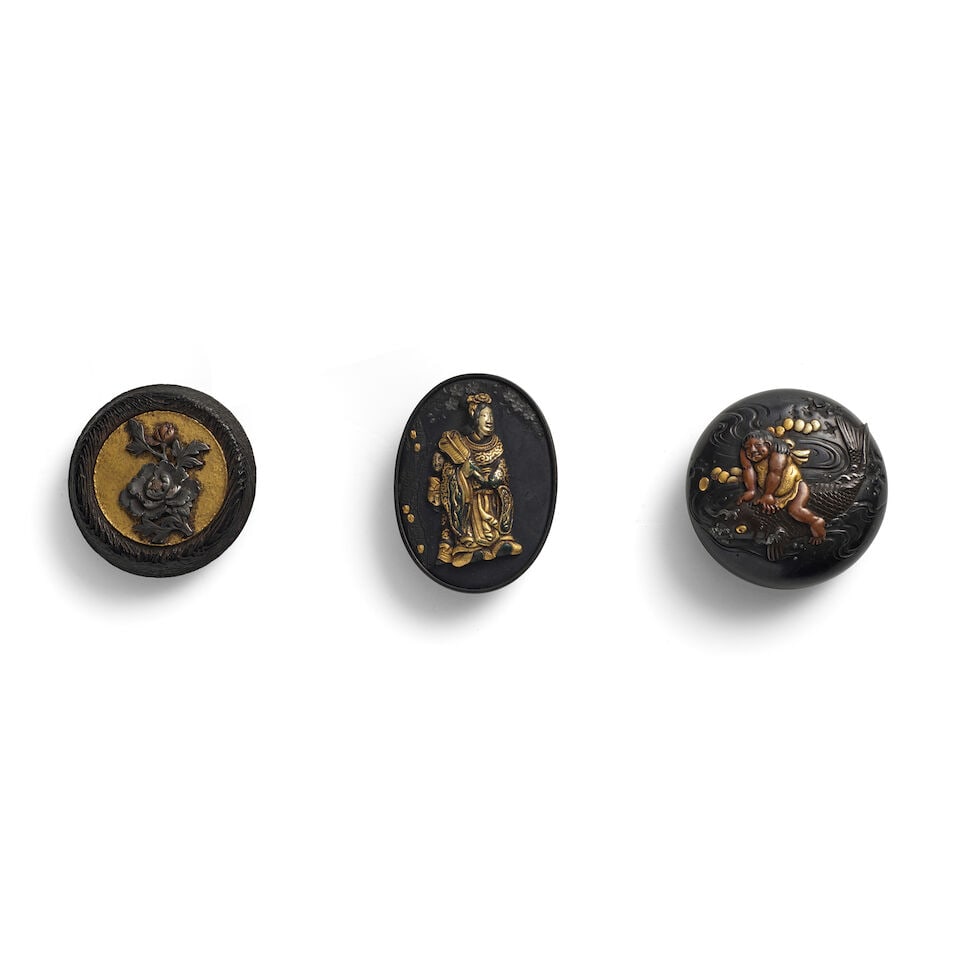 THREE MIXED-METAL NETSUKE Edo period (1615-1868), 19th century (3)