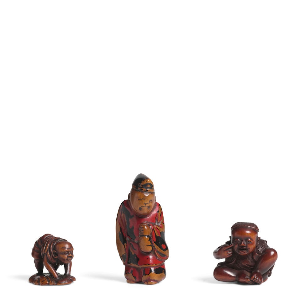 THREE WOOD NETSUKE Edo period (1615-1868), 18th/19th century (3)