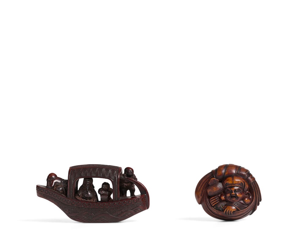 TWO WOOD NETSUKE Edo period (1615-1868), 19th century (2)