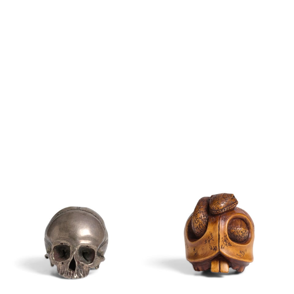 TWO NETSUKE OF SKULLS Edo period (1615-1868) or Meiji era (1868-1912), 19th century (2)