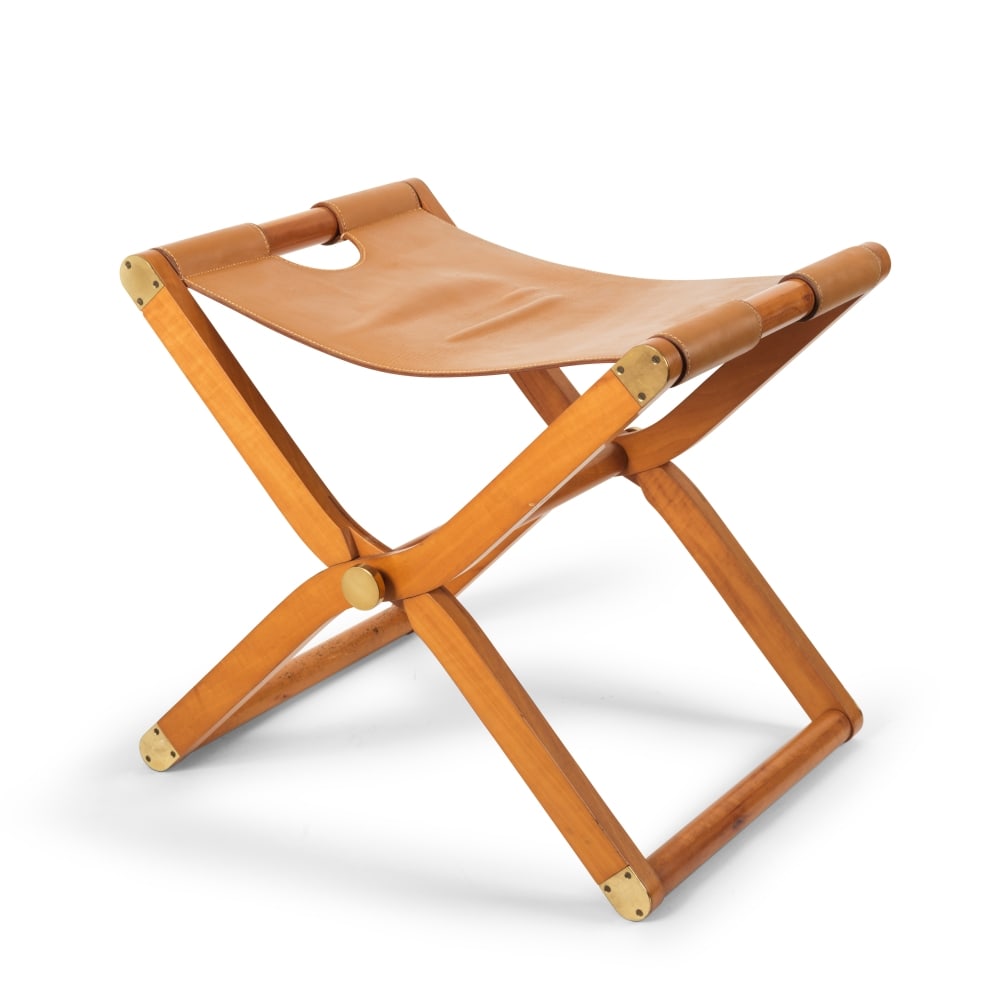 Hermès Paris. Tabouret pliant Pippa en poirier et cuir de vache naturelle. Hermès Pari... (1 of 1)