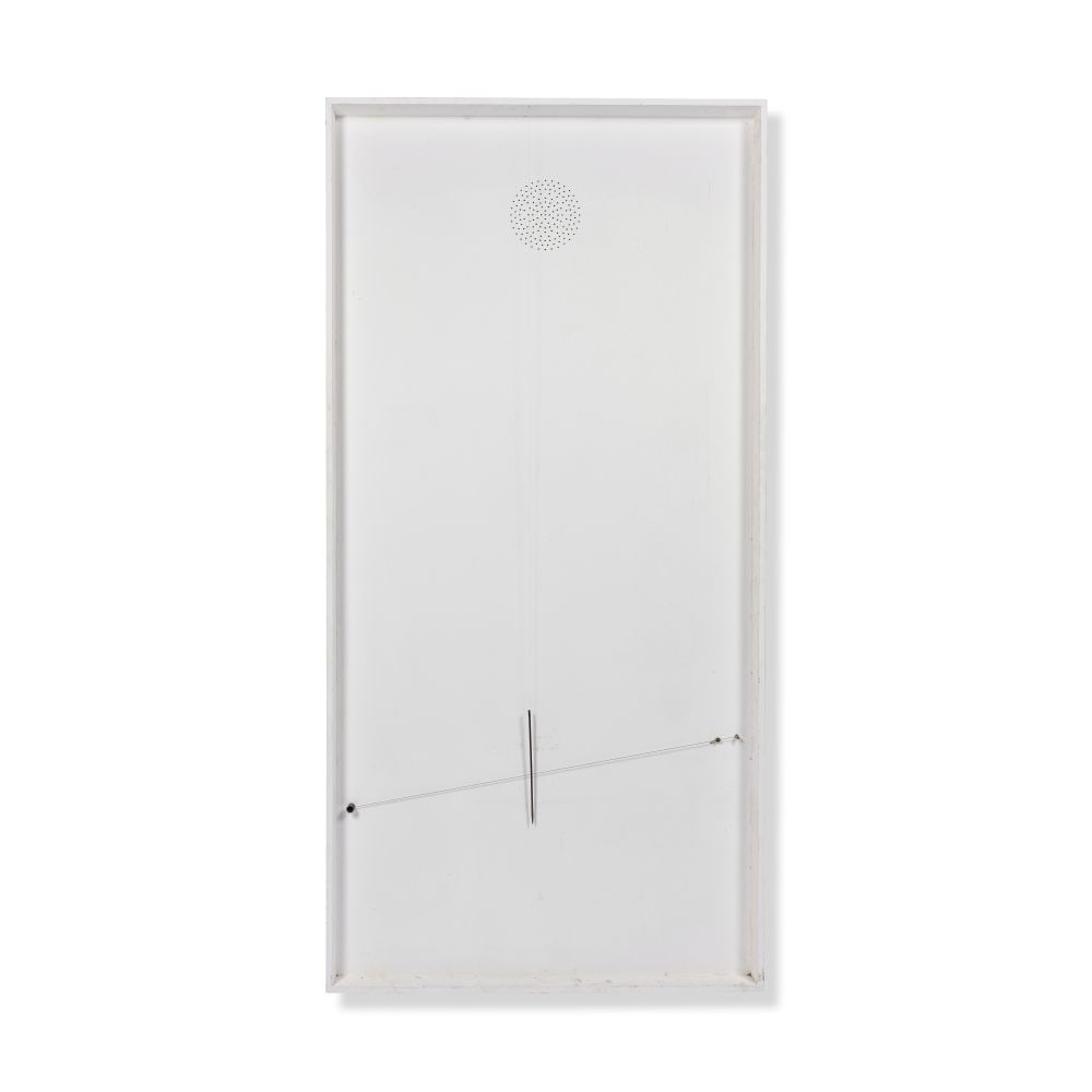 VASSILAKIS TAKIS (1925-2019) Sans titre 1972: VASSILAKIS TAKIS (1925-2019) Sans titre 1972 acrylique sur bois, métal, aimant, corde de piano et haut parleur acrylic on wood, metal, magnet, piano wire, and loudspeaker 203 x 100 x 14 cm. 79 1