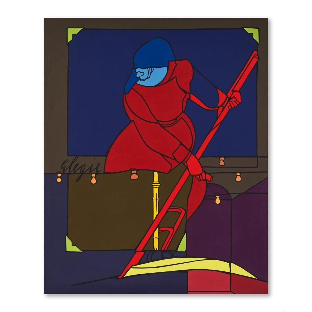 VALERIO ADAMI (N. 1935) Folk 1977: VALERIO ADAMI (N. 1935) Folk 1977 signé, titré et daté 28.8.77 - 27.9.77 au revers acrylique sur toile signed, titled and dated 28.8.77 - 27.9.77 on the reverse acrylic on canvas