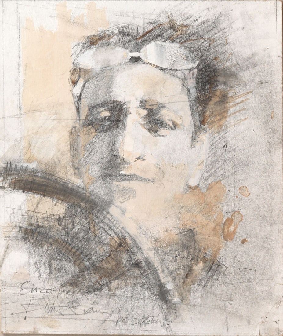 Dexter Brown (British, 1942-), a portrait of Enzo Ferrari, (1 of 1)