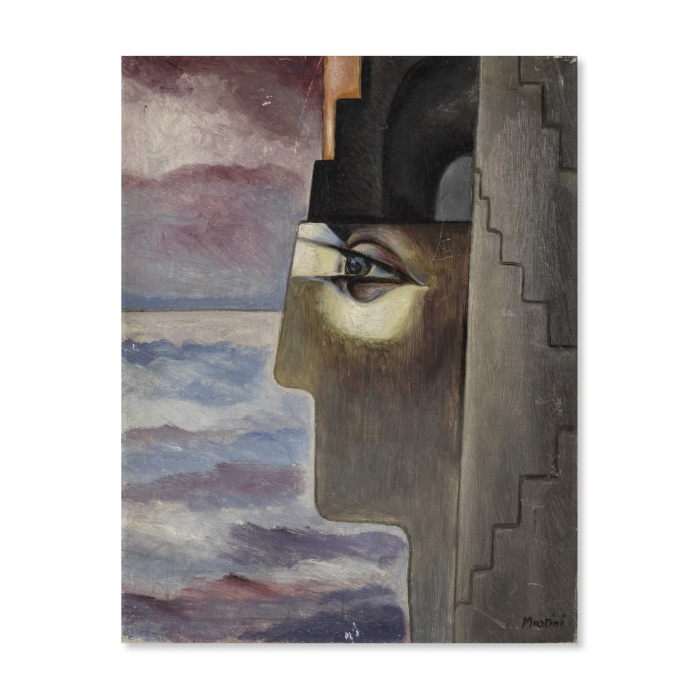 ALBERTO MARTINI (1876-1954) André Breton: ALBERTO MARTINI (1876-1954) André Breton signé 'Martini' (en bas à droite) ; inscrit 'André Breton' (au revers) huile sur toile marouflée sur panneau Peint en 1929 signed 'Mar