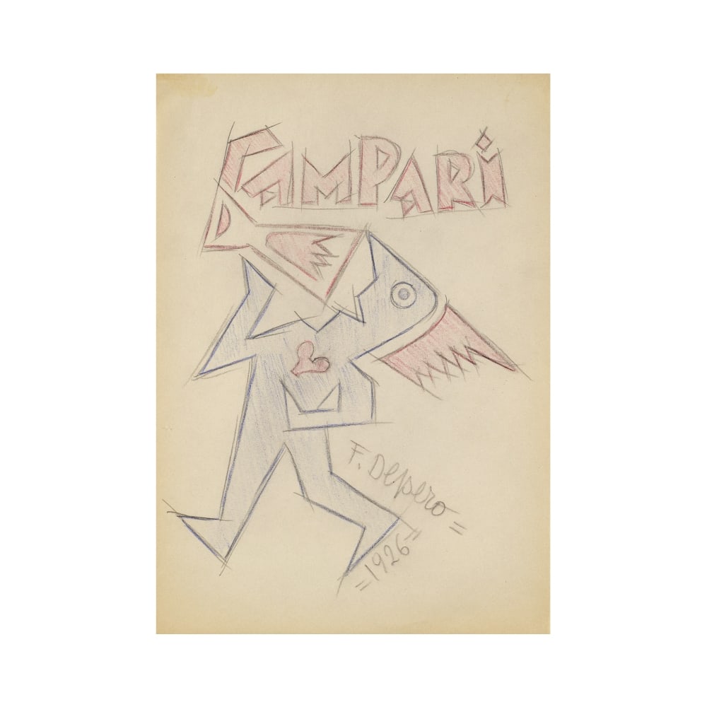 FORTUNATO DEPERO (1892-1960) Campari: FORTUNATO DEPERO (1892-1960) Campari signé et daté 'F. Depero 1926' (en bas au centre) ; signé, inscrit et daté 'F. Depero Campari n° 7 Milano 1926' (au revers) crayon de coul