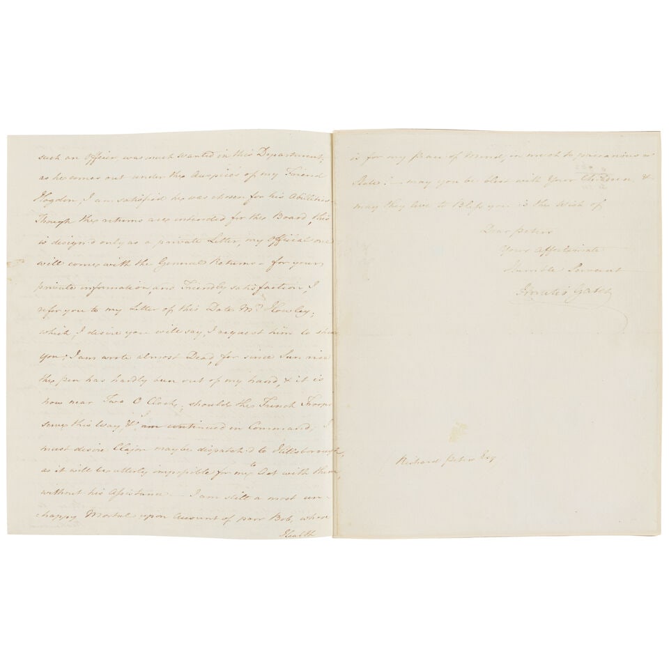GATES IN THE AFTERMATH OF CAMDEN. GATES, HORATIO. 1727-1806. Autograph Letter Signed ('Horatio G... (1 of 3)