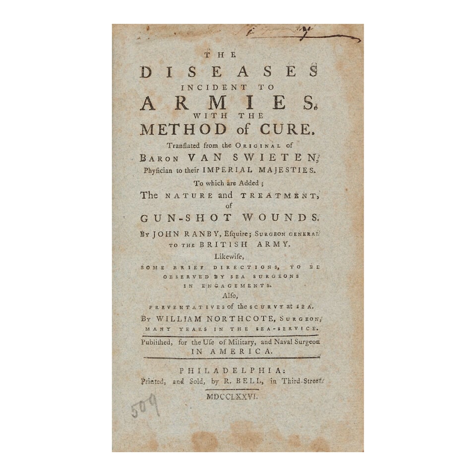 [REVOLUTIONARY WAR.] JONES, JOHN. 1729-1791. Plain Concise Practical Remarks on the Treatment ... (1 of 2)