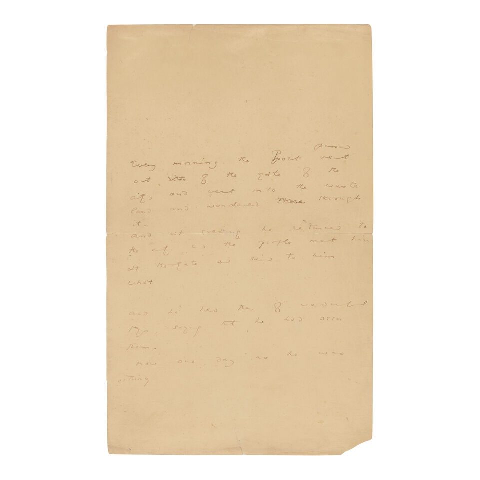 RARE UNPUBLISHED WILDE AUTOGRAPH PROSE-POEM DRAFT. WILDE, OSCAR. 1854-1900. Autograph Manuscript... (1 of 2)