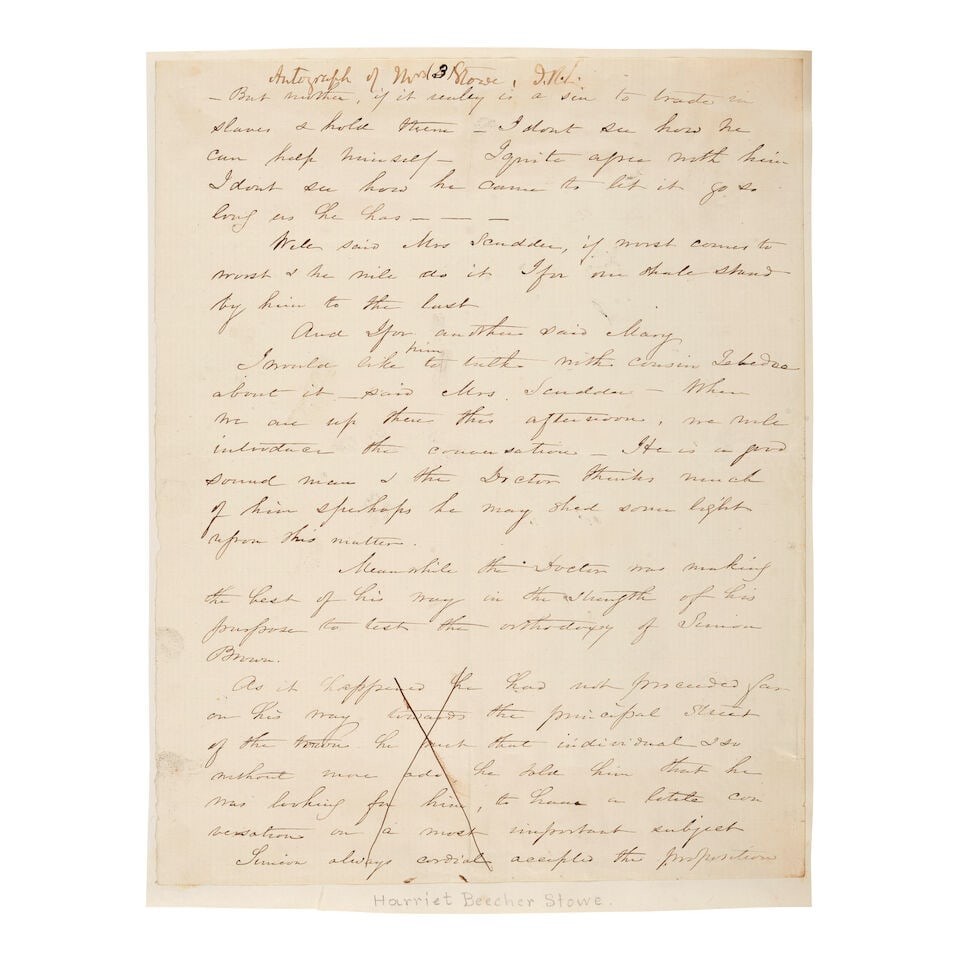 RARE AUTOGRAPH LEAF FROM HARRIET BEECHER STOWE. STOWE, HARRIET BEECHER. 1811-1896. Autograph Man... (1 of 3)
