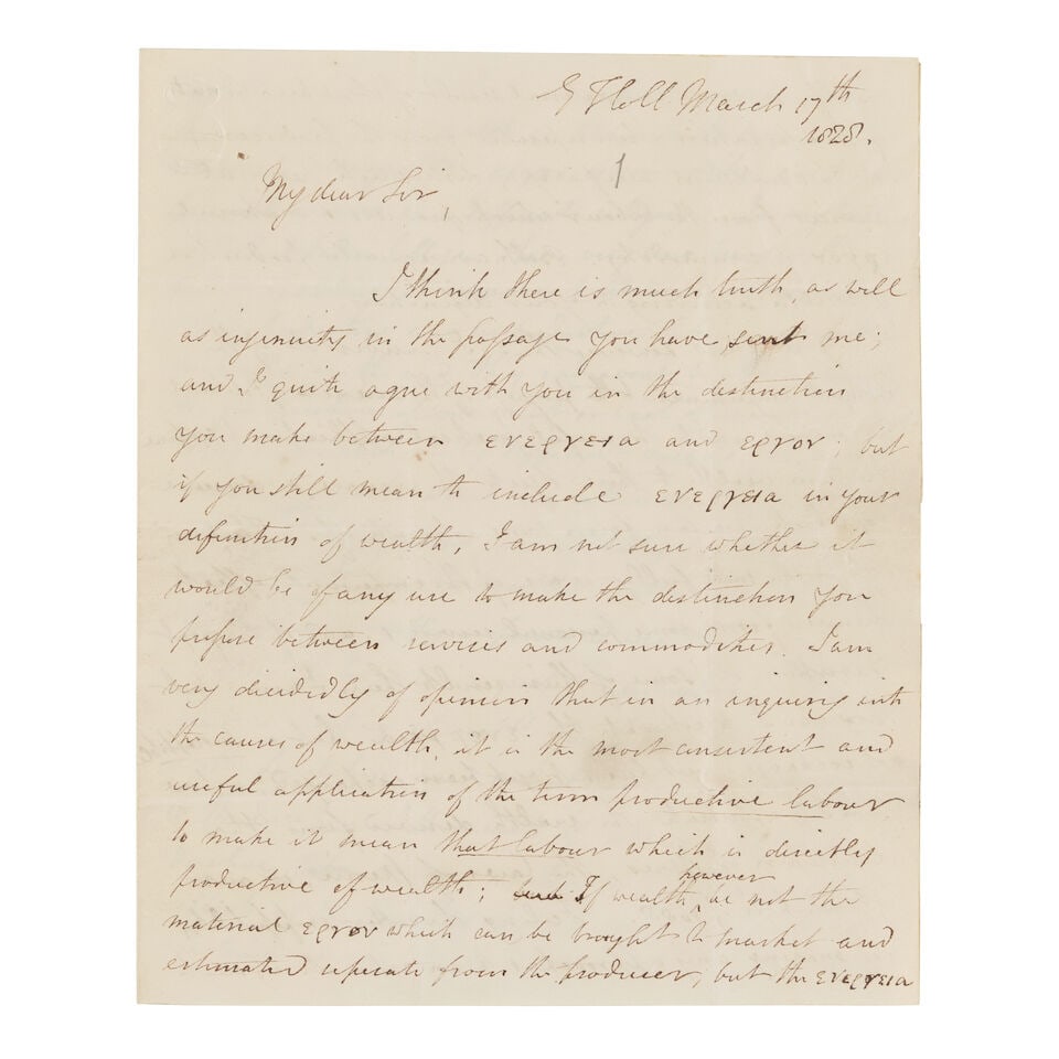 MALTHUS ON THE NATURE OF WEALTH, ADAM SMITH AND ECONOMICS. MALTHUS, THOMAS ROBERT. 1766-1834. Au... (1 of 3)