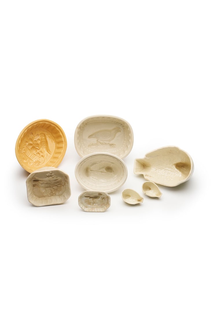 A group of eight Victorian and later ceramic jelly moulds of birds, variously stamped with maker... (1 of 1)