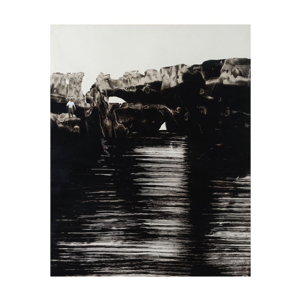 Pyotr Belenok (Russian, 1938-1991): Pyotr Belenok (Russian, 1938-1991) Sans titre/ Untitled signé en cyrillique et daté « 74 » (en bas à droite) collage et encre sur papier 64 x 50cm (25 3/16 x 19 11/16in). sign