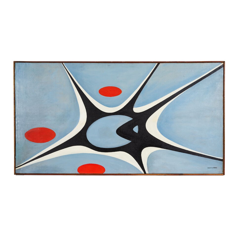 Nikolai Vechtomov (Russian, 1923-2007) Ovales rouges/ Red Ovals (signed in Cyrillic 'Vech' and d... (1 of 2)