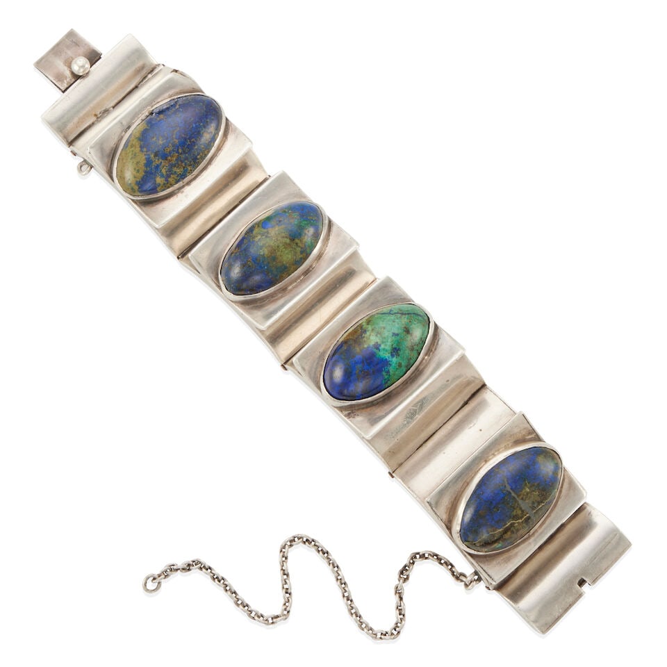 ANTONIO PINEDA: STERLING SILVER AND AZURE-MALACHITE BRACELET (1 of 2)