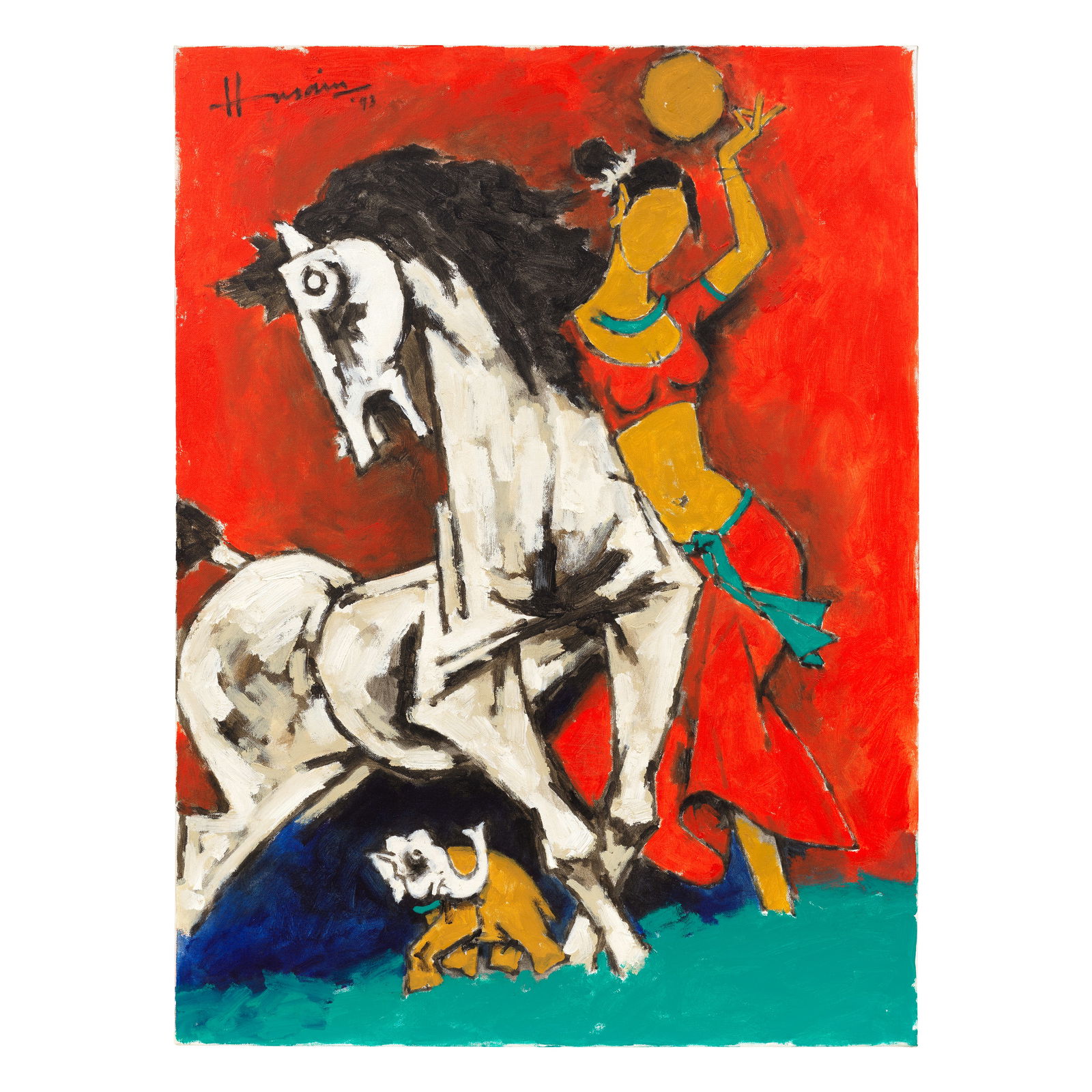 Maqbool Fida Husain (1915-2011) Untitled (Lady, Horse and Elephant) (1 of 1)