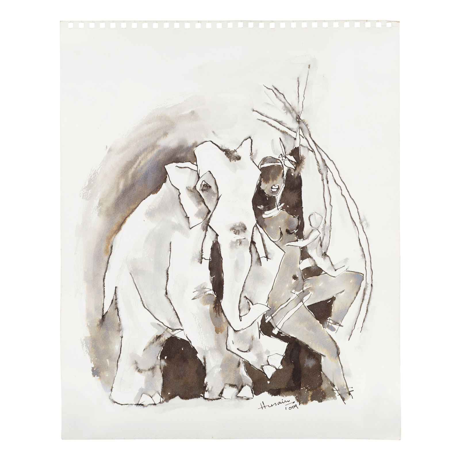 Maqbool Fida Husain (1915-2011) Untitled (Lady & Elephant) (1 of 1)