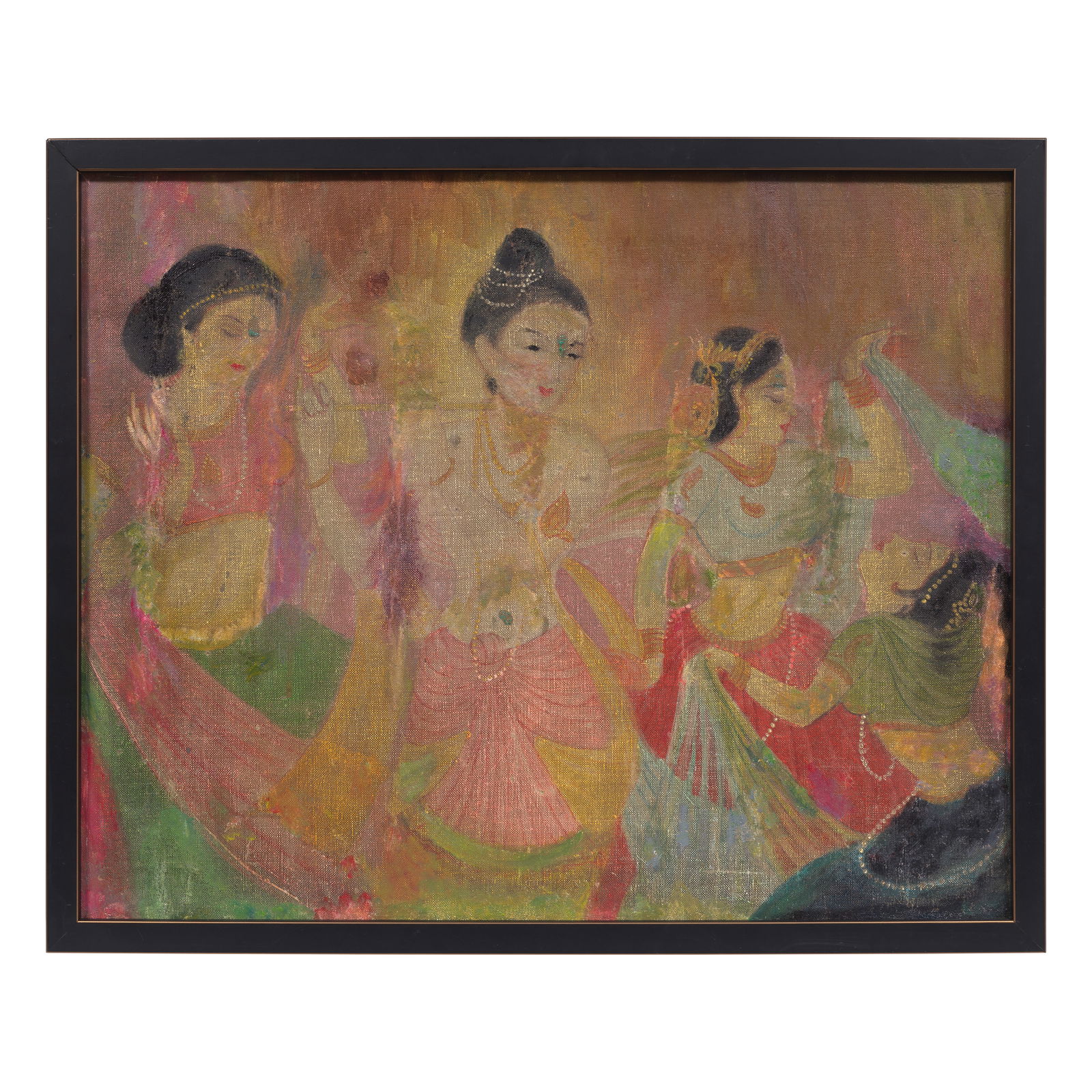 Early Bengal School (20th Century) Untitled (Four Women): Early Bengal School (20th Century) Untitled (Four Women) oil on canvas, framed 44 x 54.9cm (17 5/16 x 21 5/8in). Footnotes: Provenance Property from a private collection, USA.<