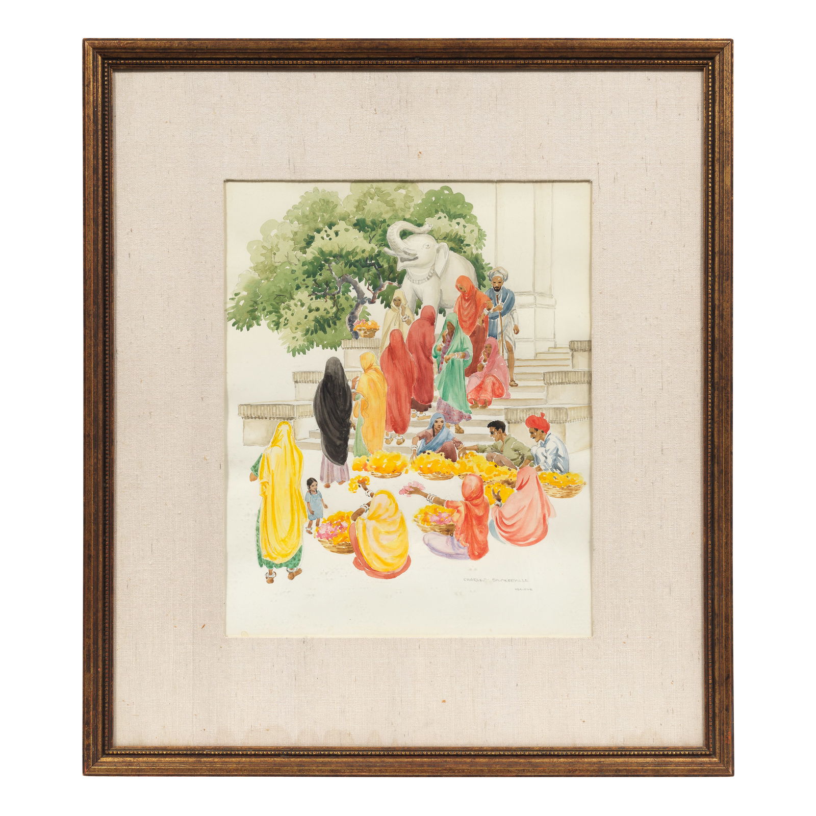 Charles Baskerville Jr. (1896-1994) Udaipur: Charles Baskerville Jr. (1896-1994) Udaipur signed 'Charles Baskerville Udaipur' lower right watercolour on paper, framed 40 x 32.3cm (15 3/4 x 12 11/16in). Footnotes: Provenance</