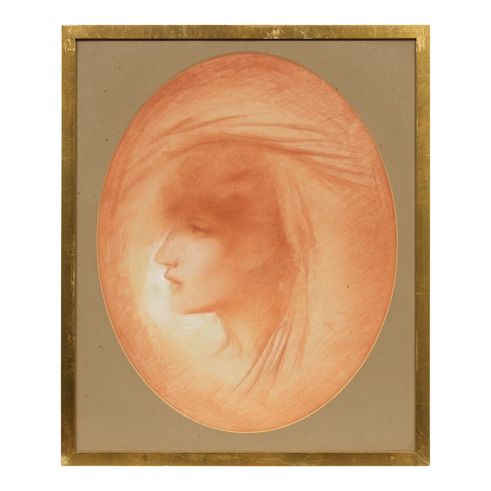 Attributed to Simeon Solomon (British, 1840-1905) Head study of a young woman - 2