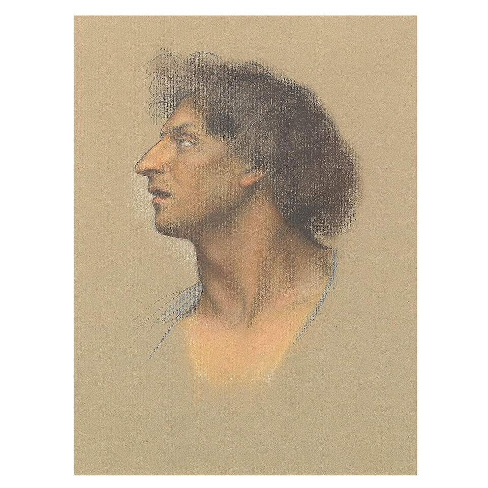 Evelyn de Morgan (British, 1855-1919) Study of a man's head in profile: Evelyn de Morgan (British, 1855-1919) Study of a man's head in profile coloured chalk 31 x 23cm (12 3/16 x 9 1/16in). Footnotes: Provenance With Baynton-Williams, London. Private collection