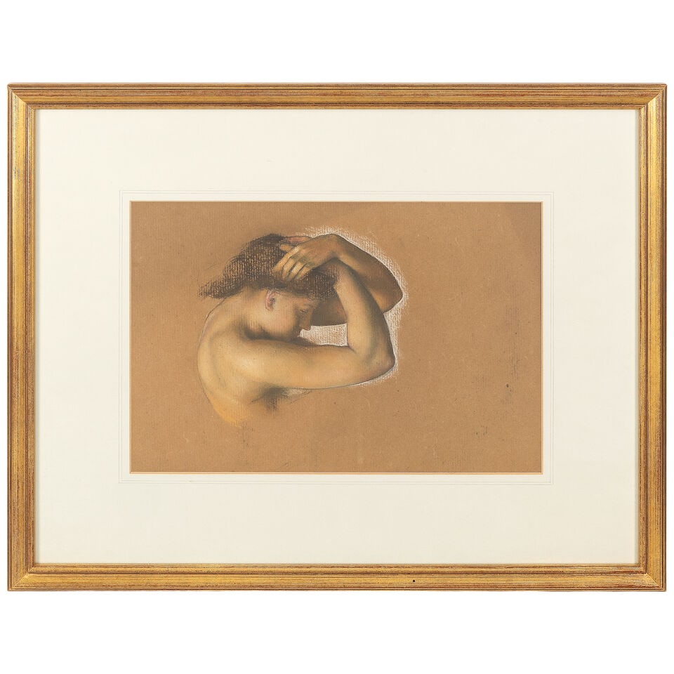 Evelyn de Morgan (British, 1855-1919) Study of a woman, bracing her head - 2