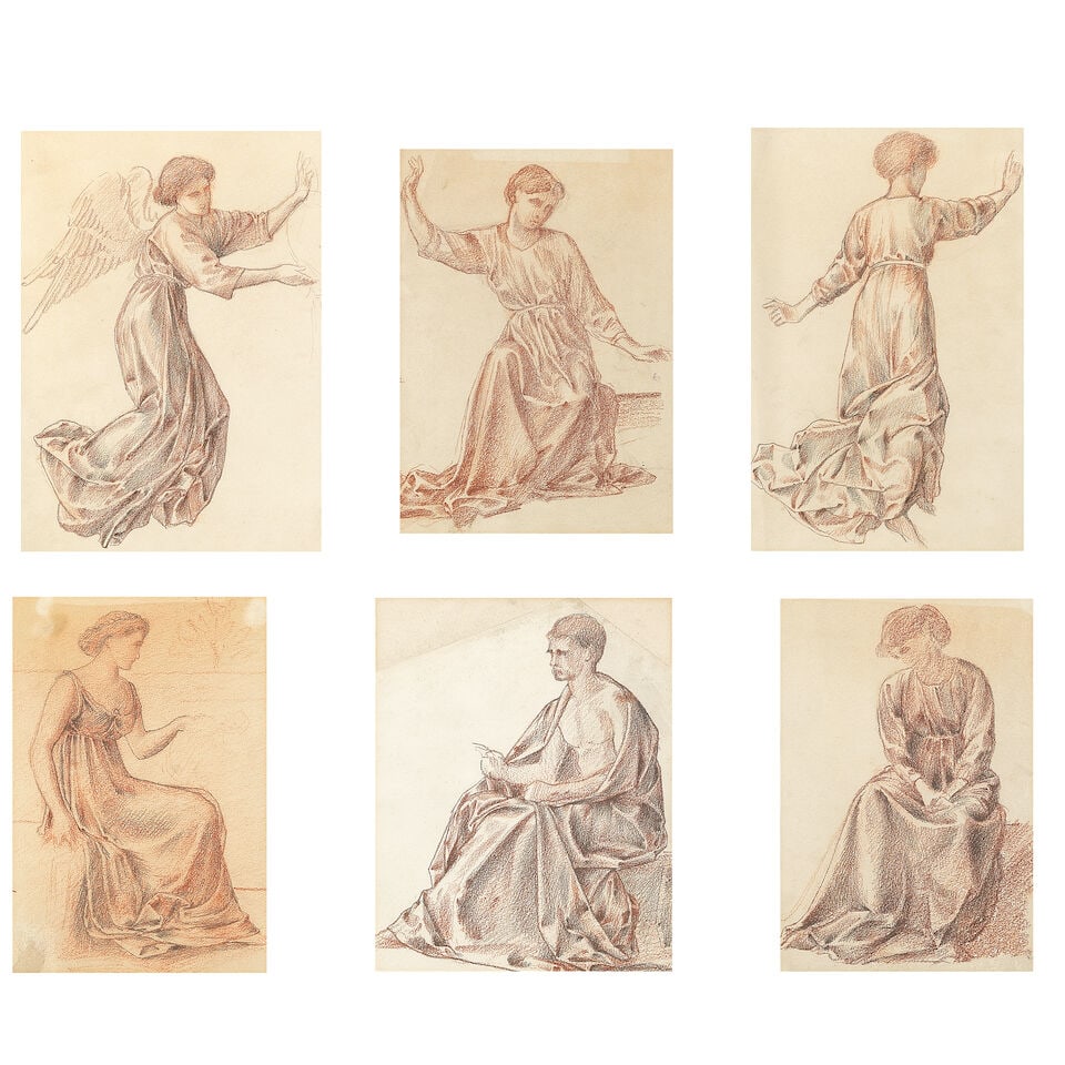 William de Morgan (British, 1839-1917) A group of six figure studies (1 of 7)