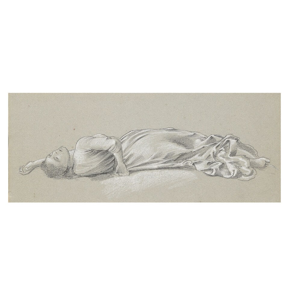 William de Morgan (British, 1839-1917) Study of a reclining figure (1 of 3)