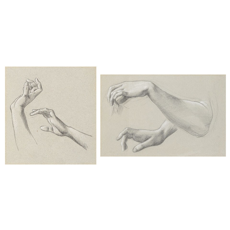 William de Morgan (British, 1839-1917) Hand studies (1 of 7)