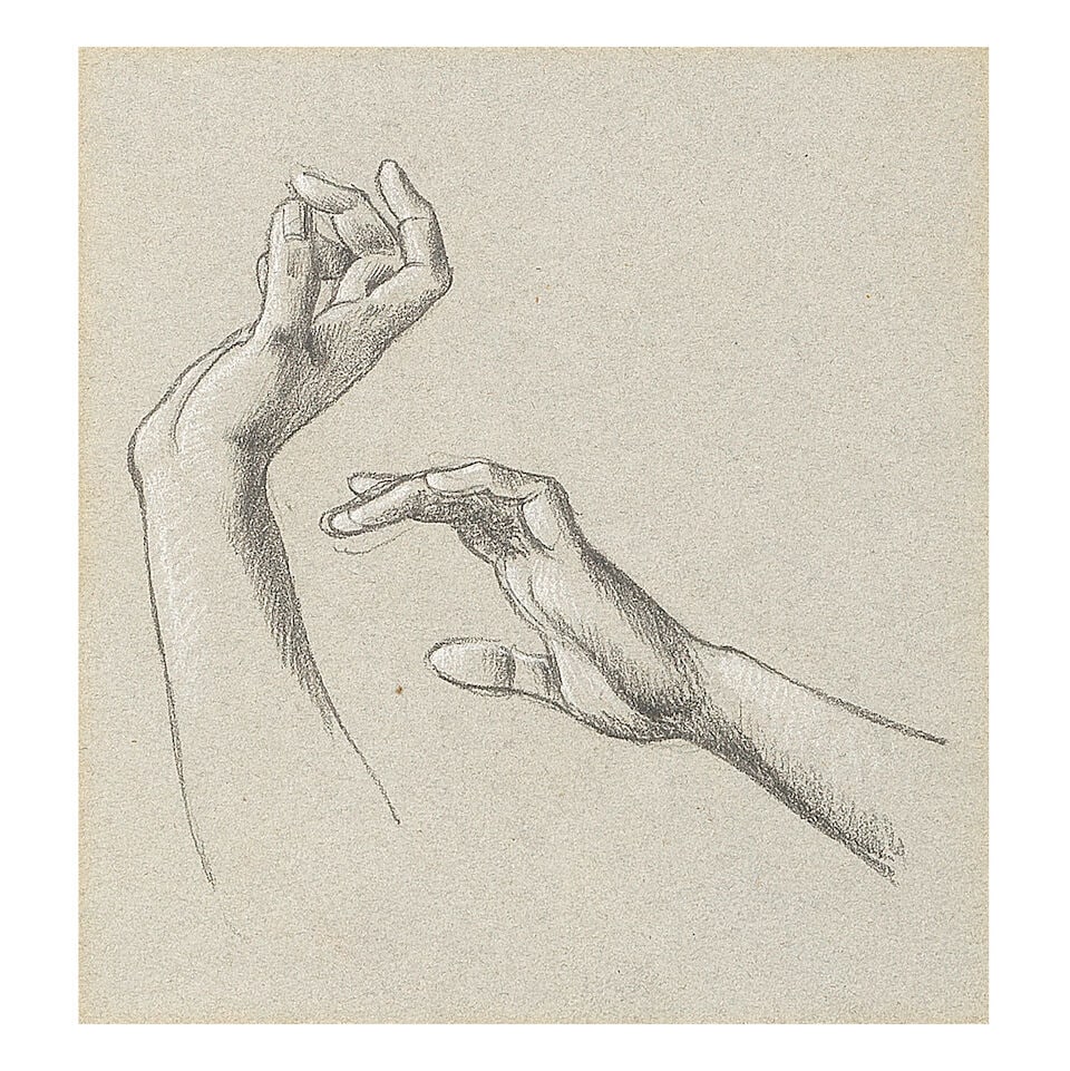 William de Morgan (British, 1839-1917) Hand studies - 2
