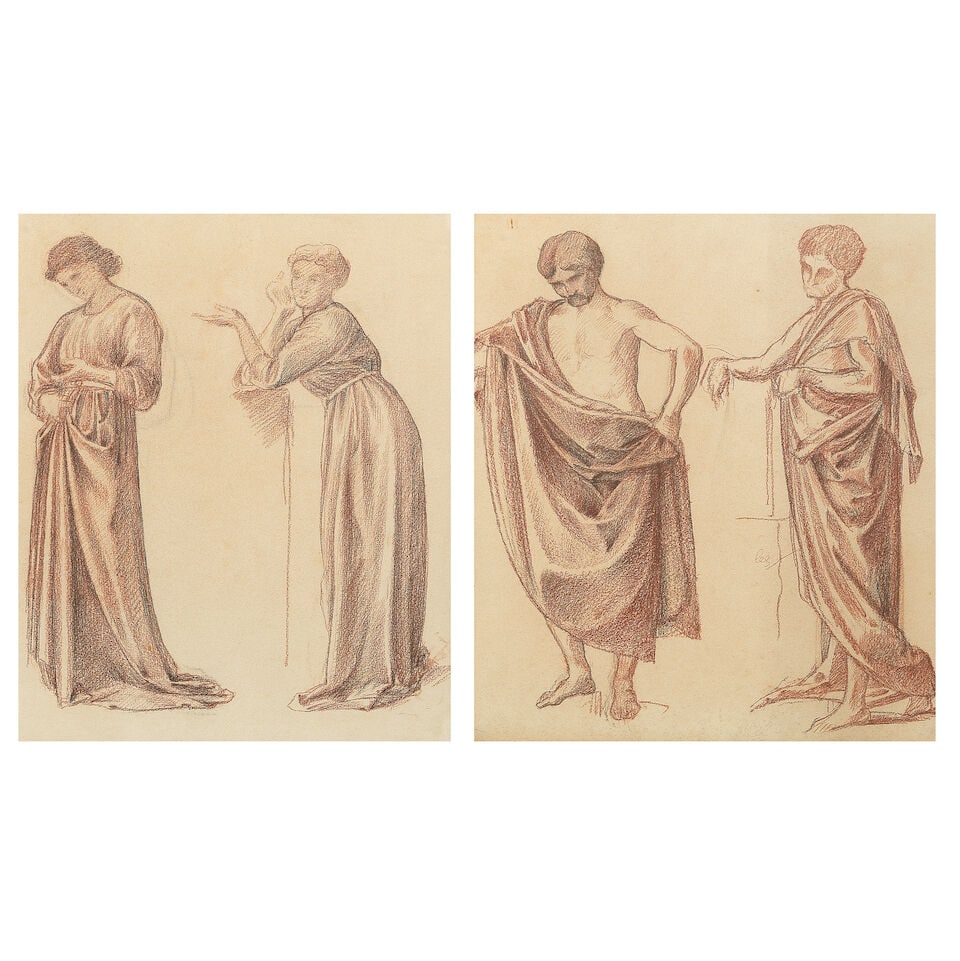 William de Morgan (British, 1839-1917) Two studies of figures in drapery (1 of 7)
