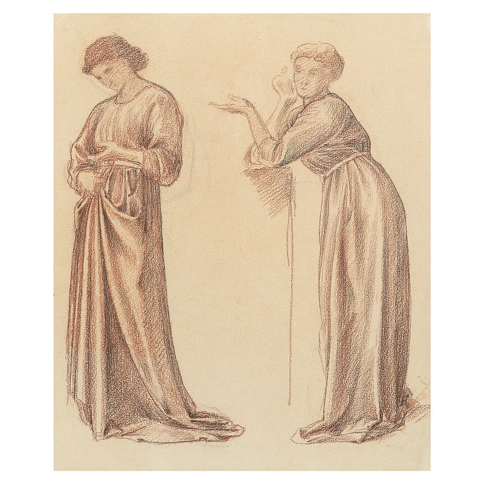William de Morgan (British, 1839-1917) Two studies of figures in drapery - 2