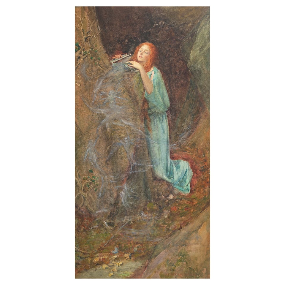 Henry Meynell Rheam (British, 1859-1920) Pandora: Henry Meynell Rheam (British, 1859-1920) Pandora signed 'HENRY M RHEAM' (lower right) watercolour and body colour, heightened with white 73 x 35cm (28 3/4 x 13 3/4in). Footnotes: Provenance Private