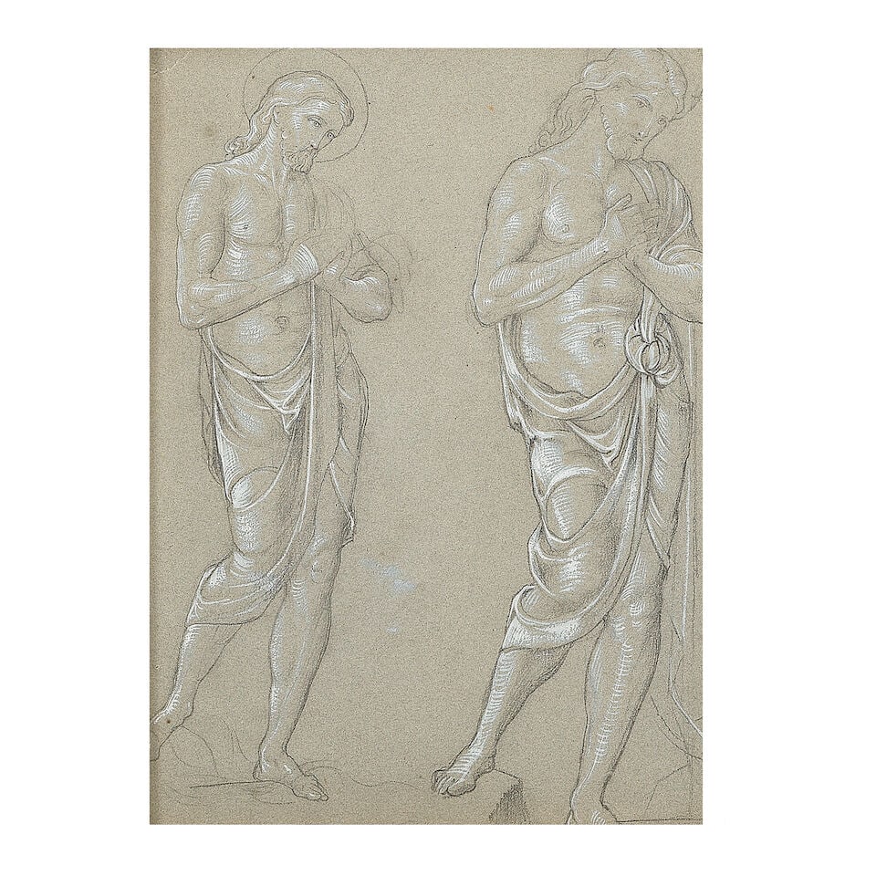 Evelyn de Morgan (British, 1855-1919) Study of a leaning figure; Studies of Christ - 2