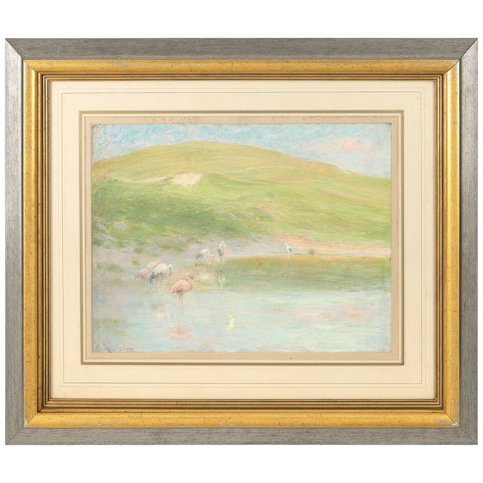 Edward Stott, ARA (British, 1855-1918) Flamingos at the watering pool - 2