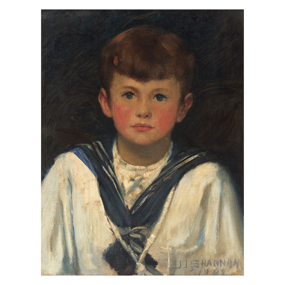 Sir James Jebusa Shannon (British, 1862-1923) Portrait of a young boy: Sir James Jebusa Shannon (British, 1862-1923) Portrait of a young boy signed and dated 'JJ SHANNON/1909' (lower right) oil on