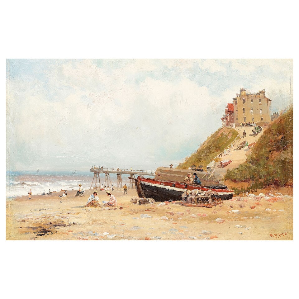 Robert Finlay McIntyre (British, 1846-1906) Cromer Sands, Norfolk: Robert Finlay McIntyre (British, 1846-1906) Cromer Sands, Norfolk signed with initials 'RF.MC' (lower right); further signed and inscribed 'THE SANDS/CROMER/RF MCINTRYE' (on the reverse) oil on