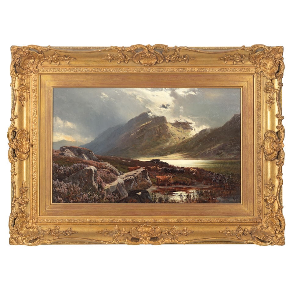 Sidney Richard Percy (British, 1821-1886) Cattle watering in the Highlands - 2