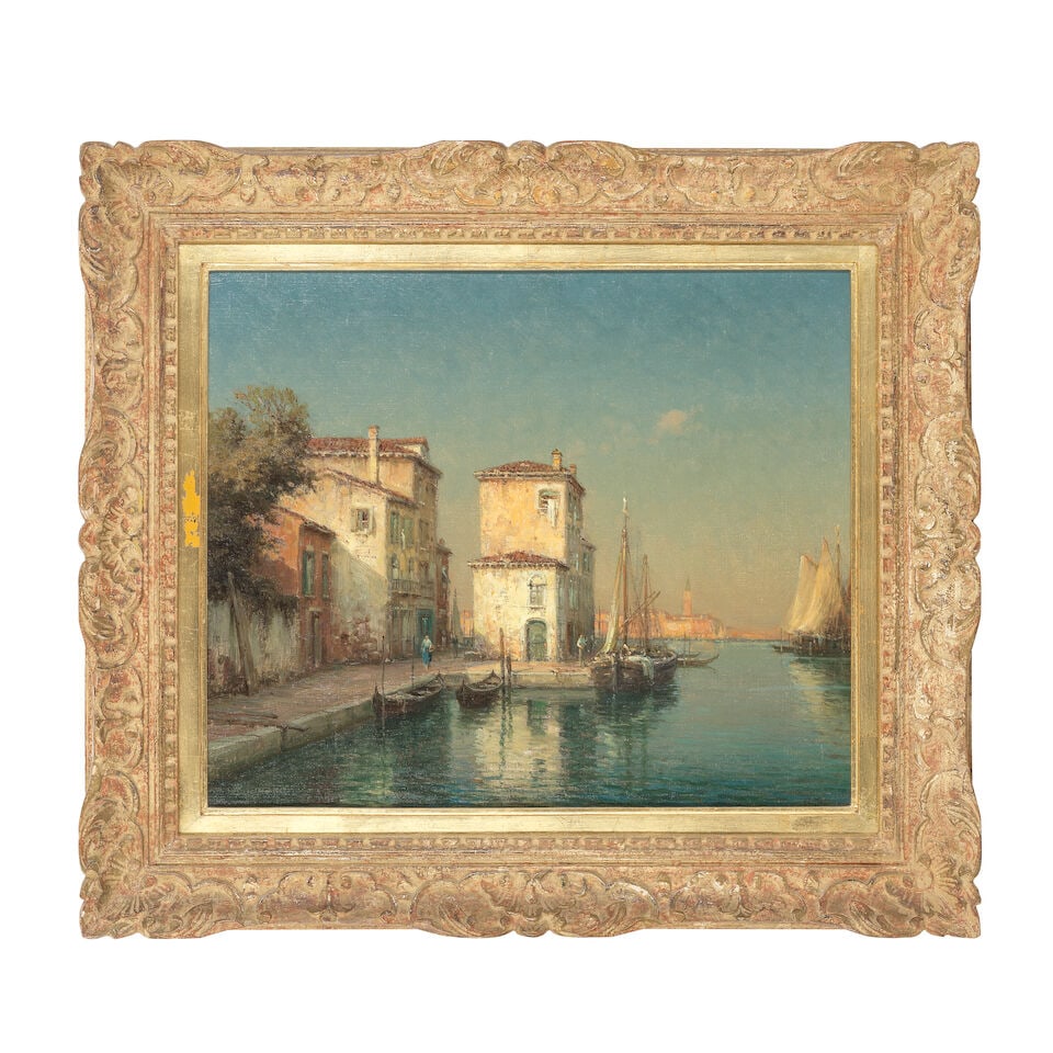 Antoine Bouvard (French, 1870-1956) A Venetian canal with St Marks in the distance - 2