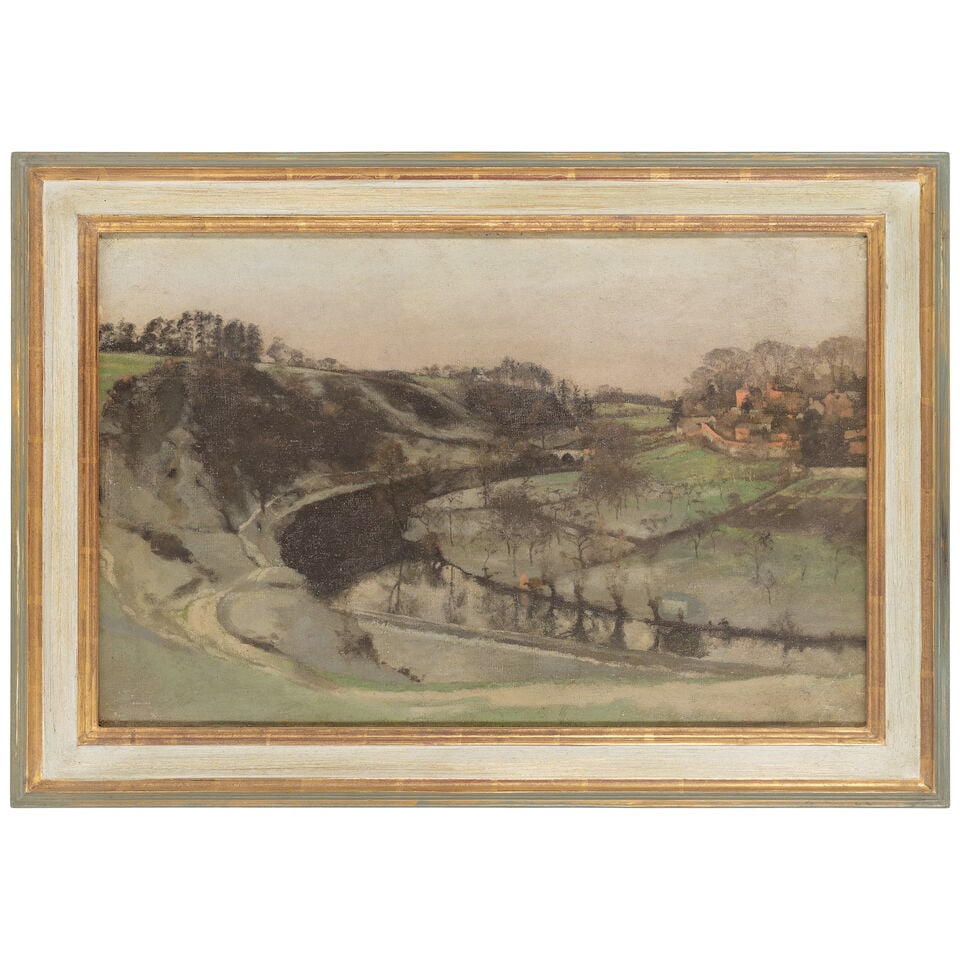 English School, 20th Century A river curving through a rural landscape - 2